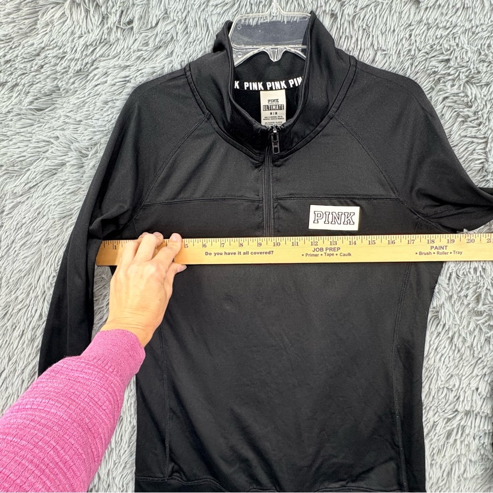 PINK Victorias Secret Pullover Womens Medium Quarter Zip Ultimate Black Mock - Picture 5 of 7